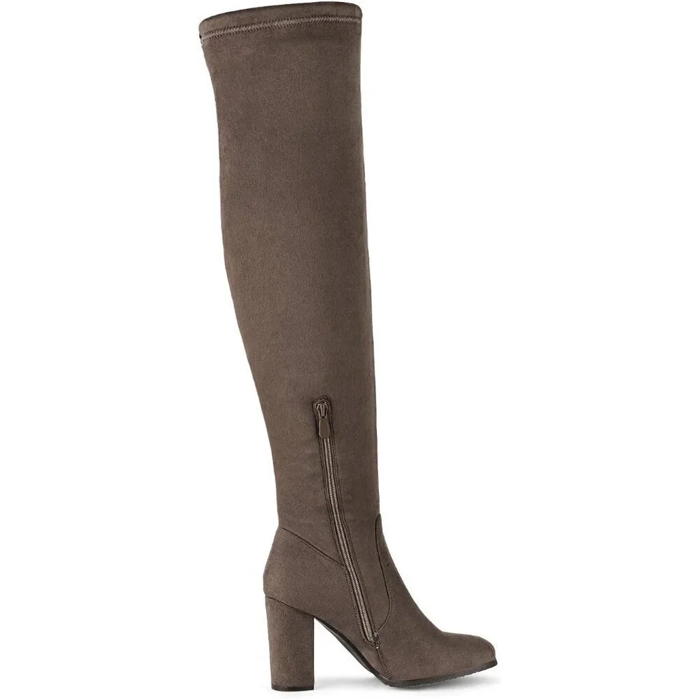 Women's Shoo-khaki Thigh High Over The Knee Rounded Toe Fashion Long Boots